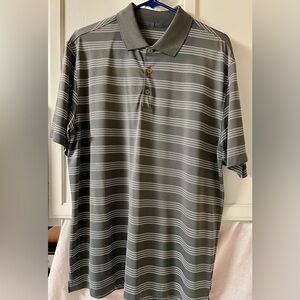 Nike Men's Gray Striped Polo Shirt